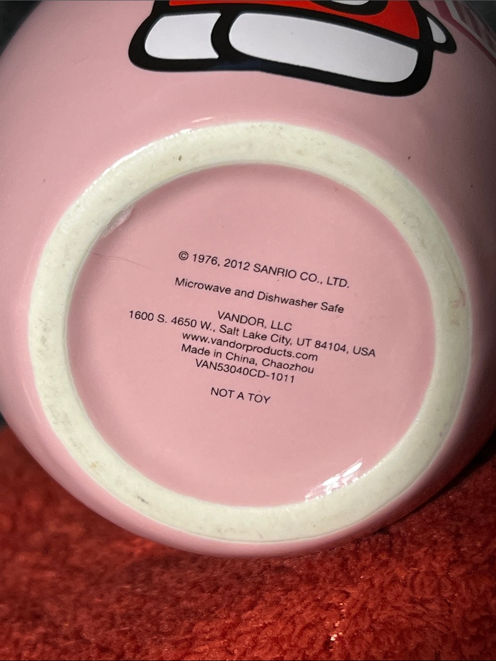 Hello Kitty Pink Ceramic Mug with Red and Yellow Accents - Picture 5 of 6